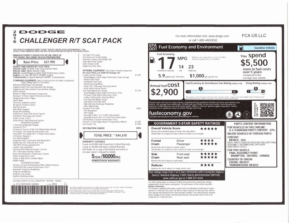 Dodge Challenger R/T SCAT Pack 2016