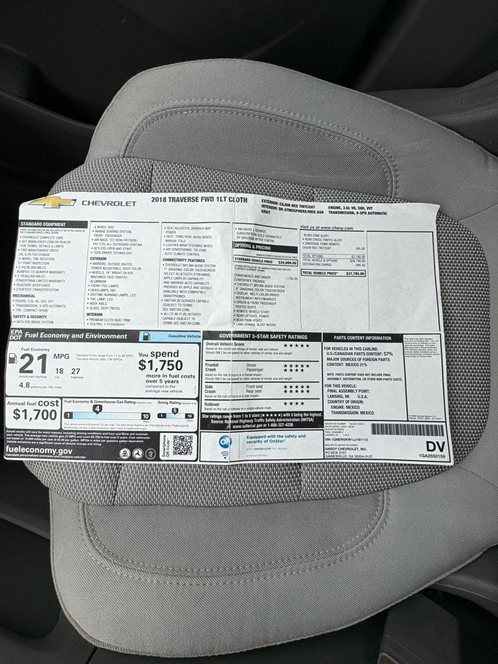 Chevrolet Traverse LT Cloth FWD 2018