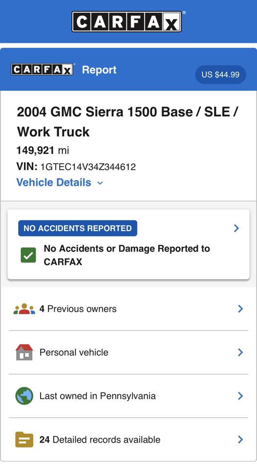 GMC Sierra 1500 Reg Cab 119.0" WB Work Truck 2004