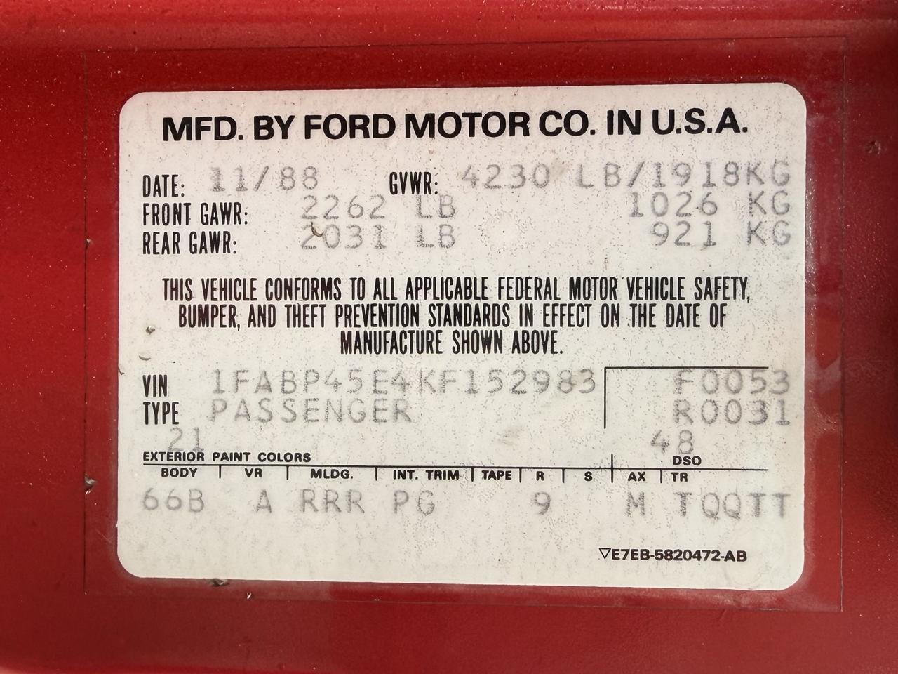 Ford Mustang  1989