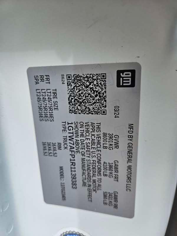 GMC Savana Cargo Van RWD 2500 135" 2024