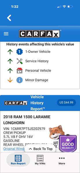 RAM 1500 Longhorn Crew Cab SWB 4WD 2018