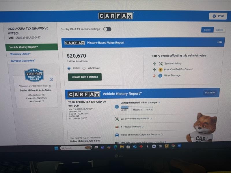 Acura TLX SH-AWD w/Technology Package 3.5L 2020