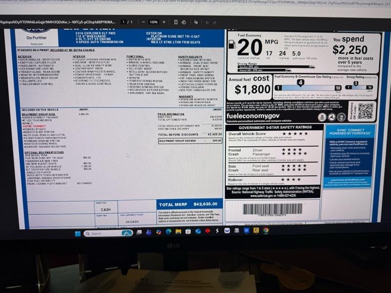 Ford Explorer XLT FWD 2018