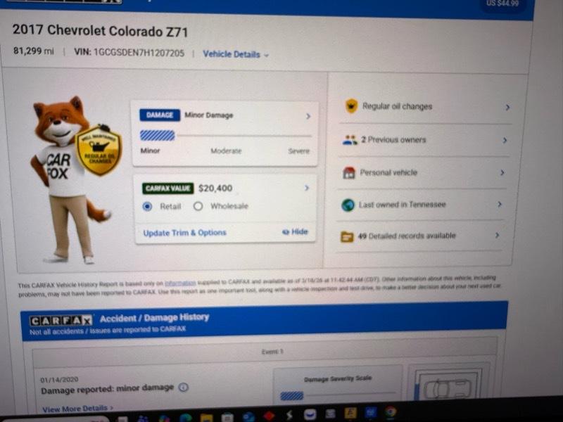 Chevrolet Colorado Z71 Crew Cab 2WD Short Box 2017