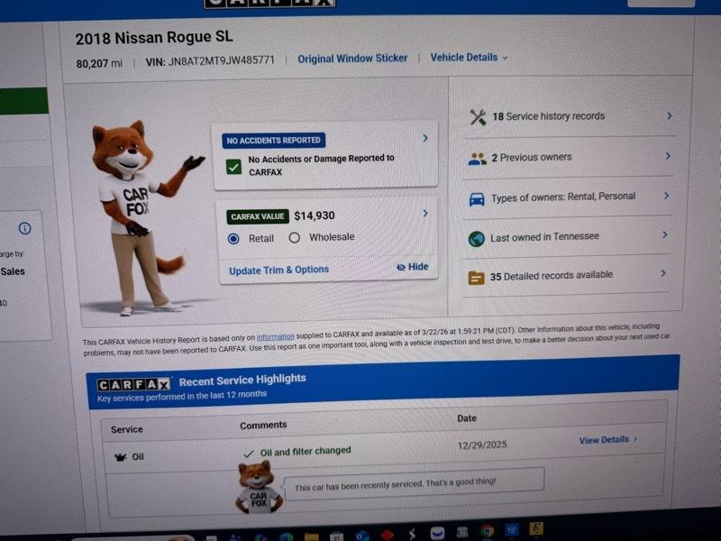 Nissan Rogue SL FWD 2018