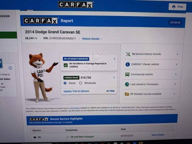 Dodge Grand Caravan SE 2014