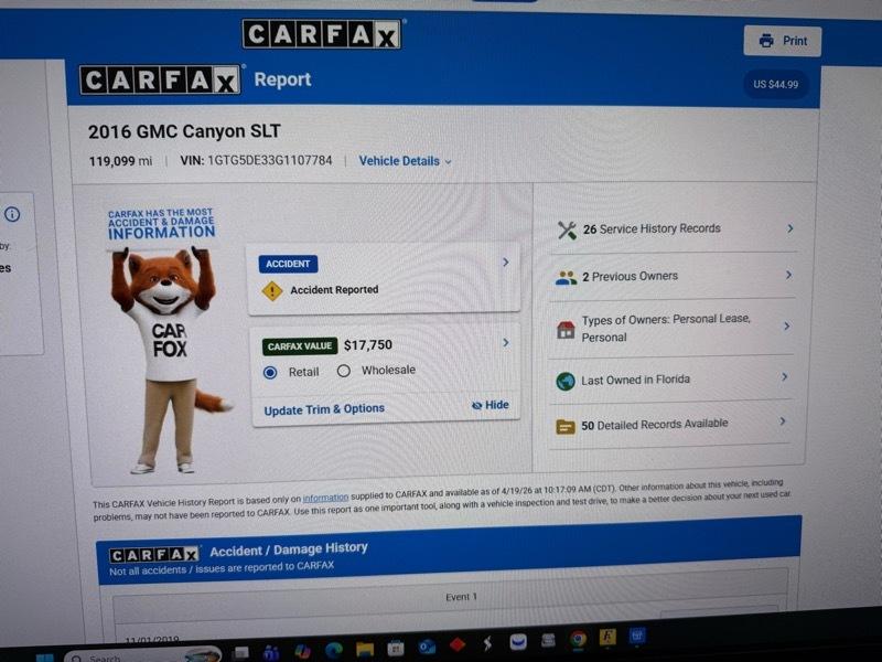 GMC Canyon SLT Crew Cab 2WD 2016