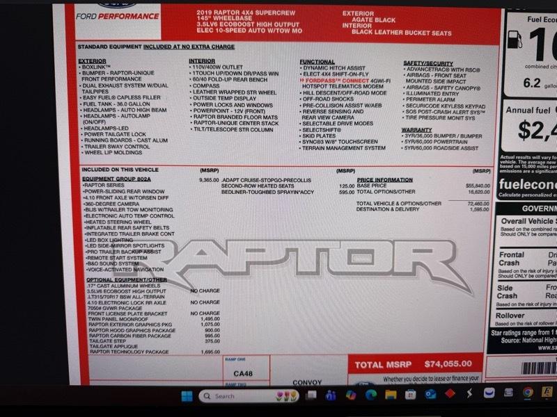 Ford F-150 Raptor SuperCrew 4WD 2019