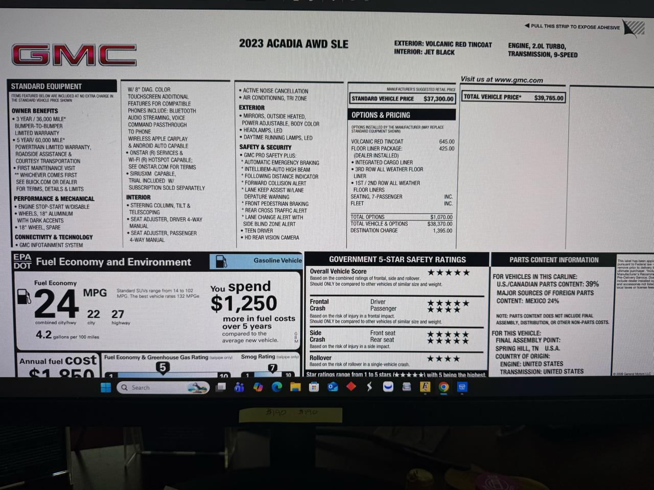 GMC Acadia SLE AWD 2023