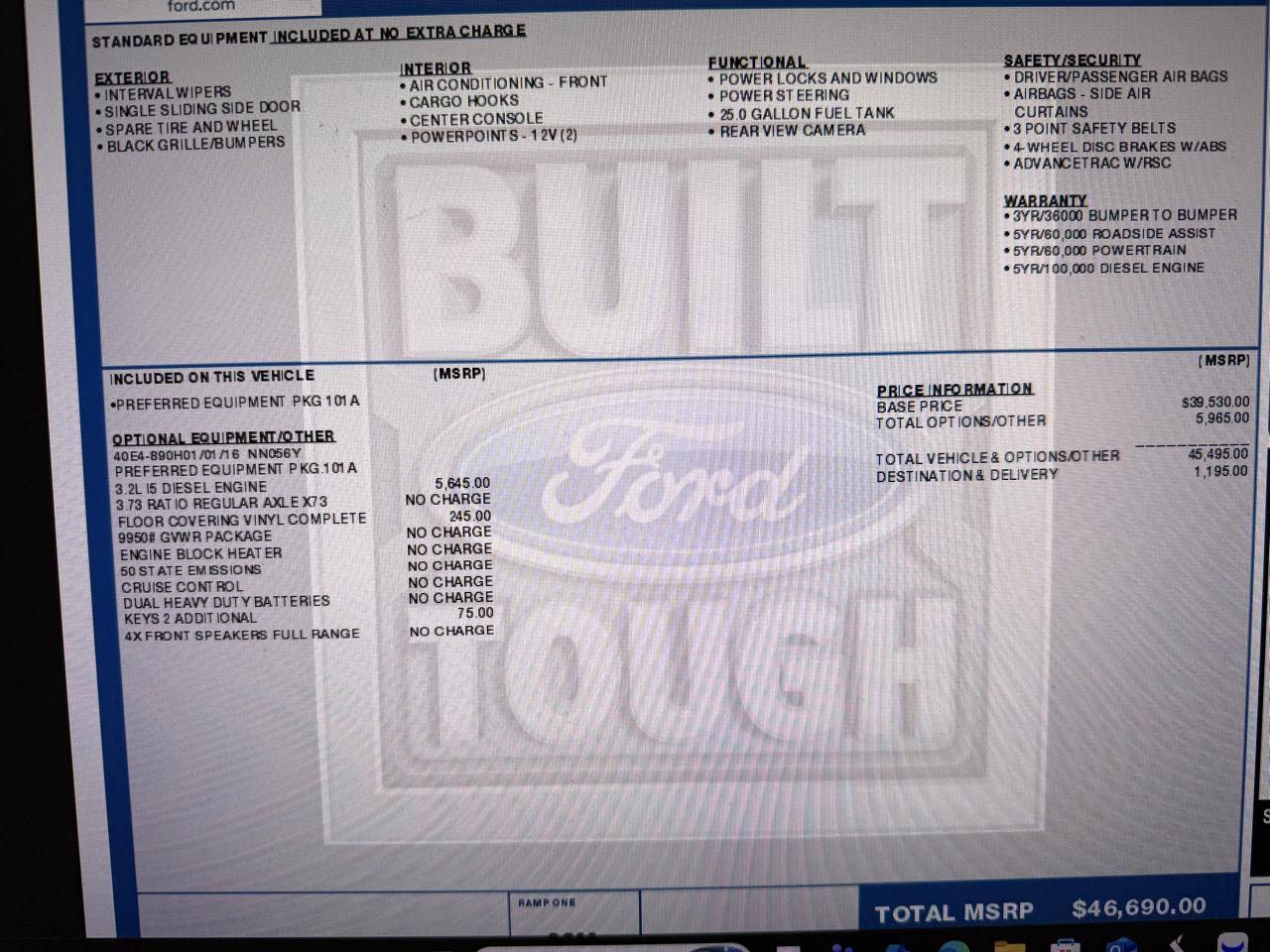 Ford Transit 350 Van HD High Roof w/Pass. Slide 148-in. WB EL 2017