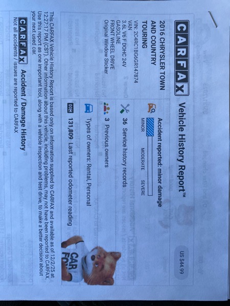 Chrysler Town & Country Touring 2016