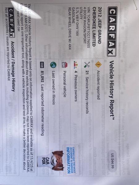 Jeep Grand Cherokee Limited 4WD 2012