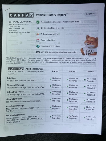 GMC Canyon SLT Crew Cab 4WD Short Box 2016