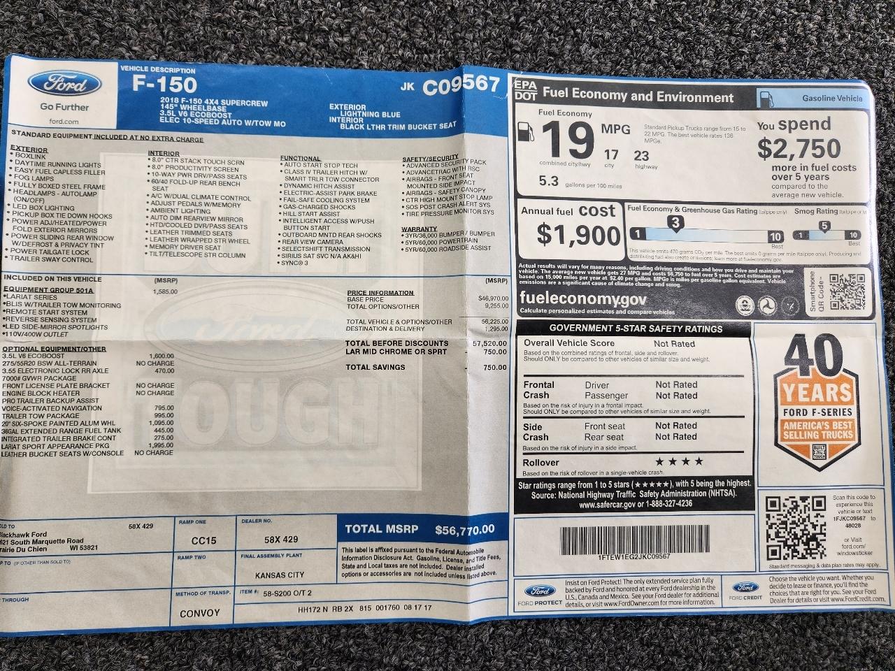 Ford F-150 Lariat SuperCrew 4WD 2018