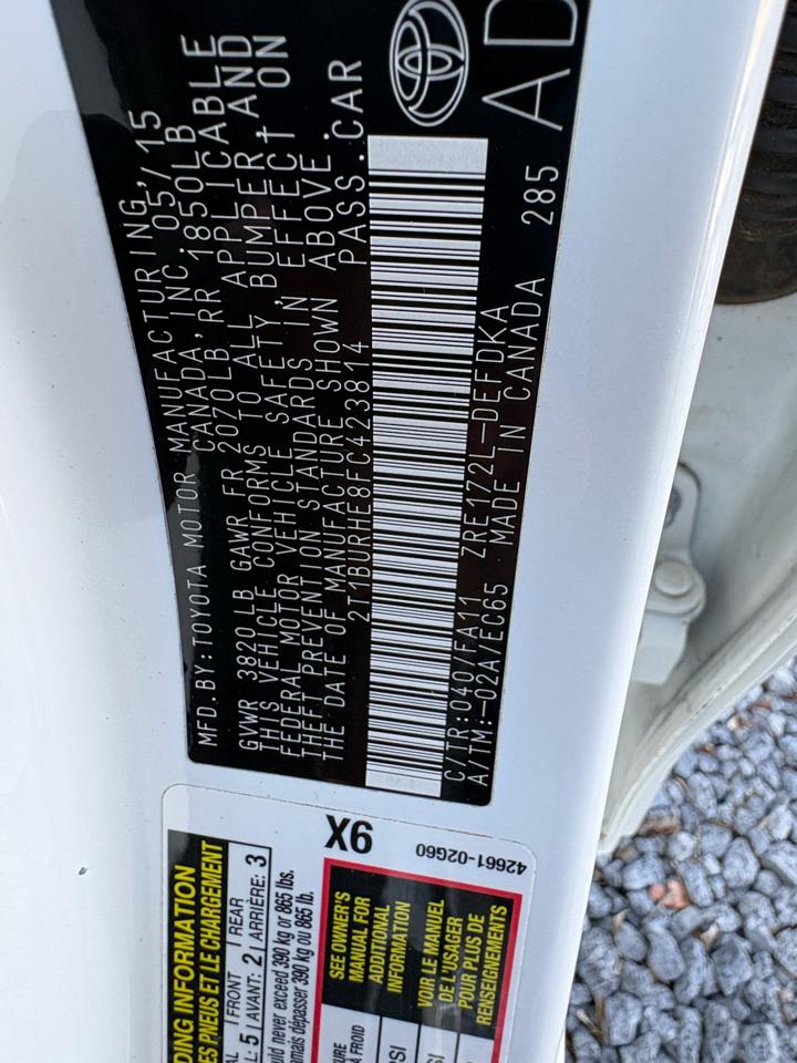 Toyota Corolla 4dr Sdn Auto L (Natl) 2015