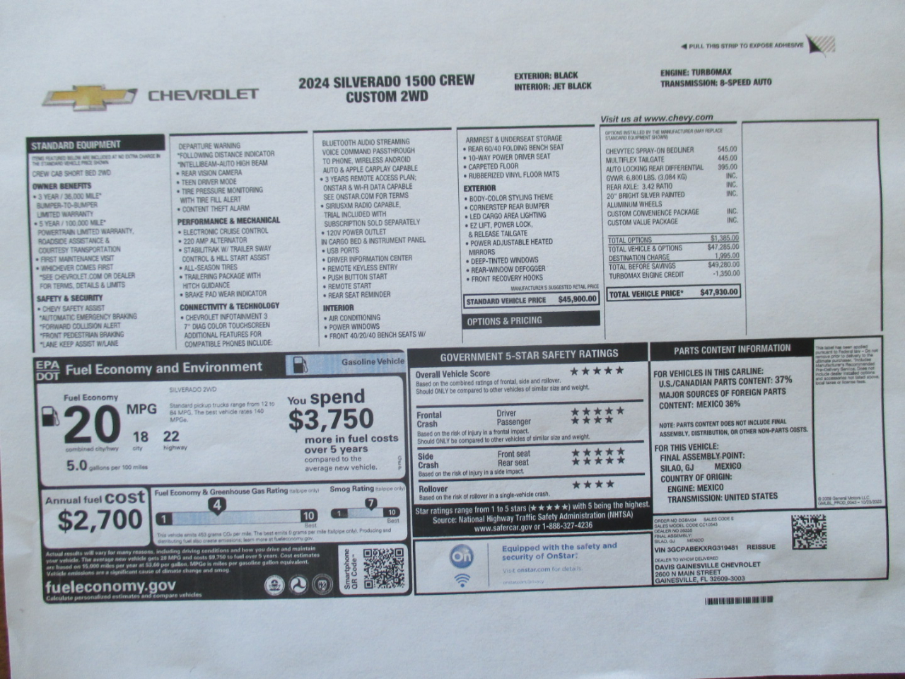 Chevrolet Silverado 1500 Custom Crew Cab 2WD 2024 Chevrolet Silverado 1500 Custom Crew Cab 2WD 2024