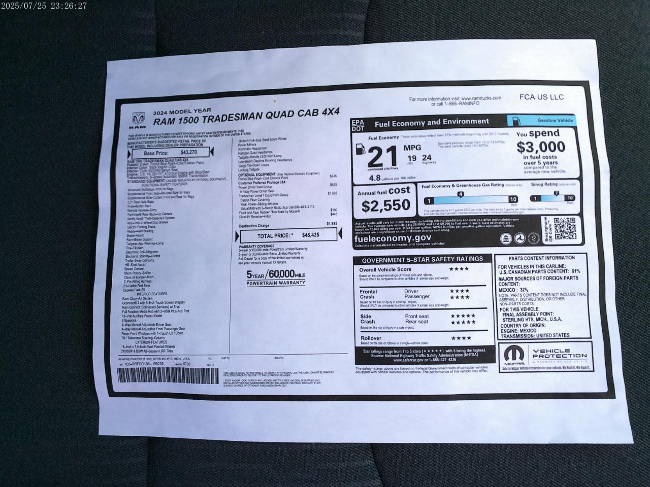 RAM 1500 Tradesman Quad Cab 4WD 2024