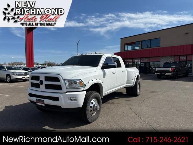 White 2013 RAM 3500 Laramie Mega Cab DRW 4WD Pickup Truck Four-Wheel Drive Automatic