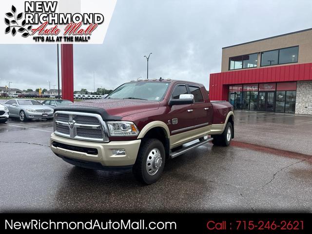 Red (Maroon) 2017 RAM 3500 Laramie Longhorn Mega Cab DRW 4WD Pickup Truck Four-Wheel Drive Automatic
