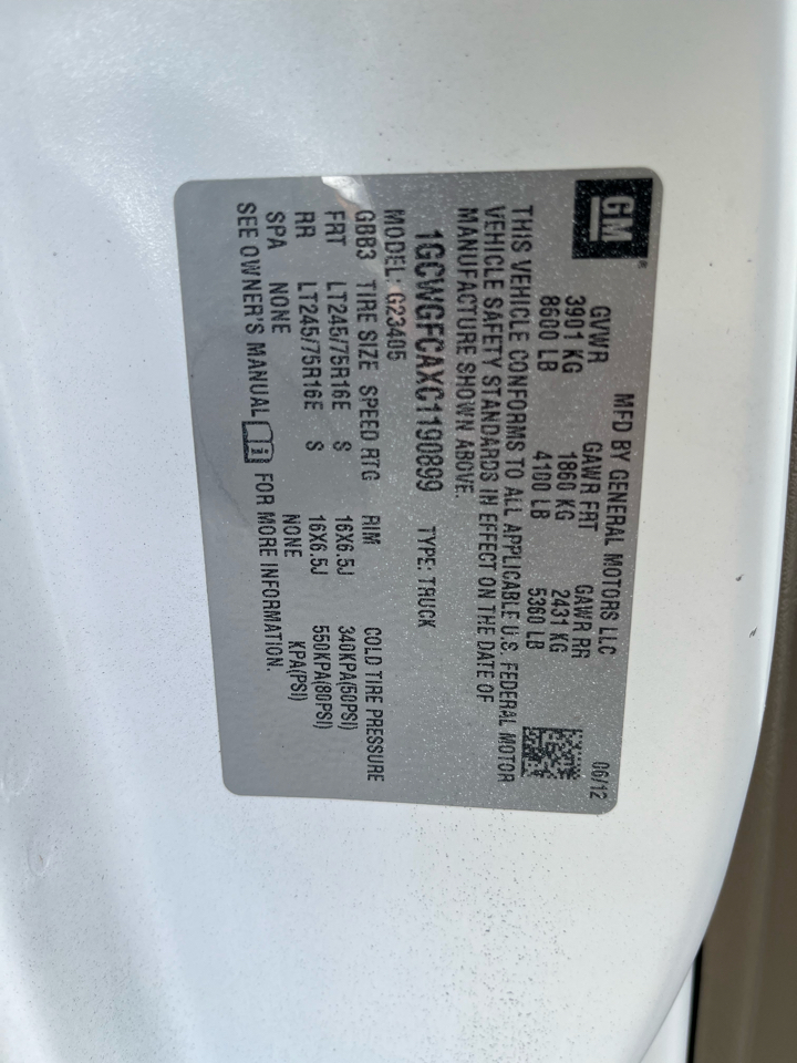 Chevrolet Express 2500 Cargo 2012