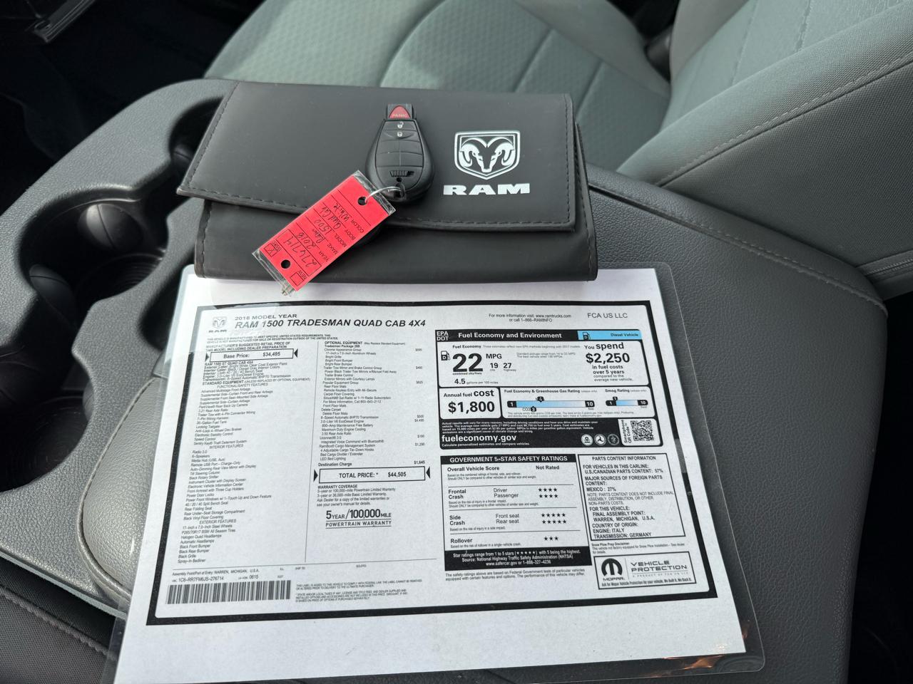 RAM 1500 Tradesman 4x4 Quad Cab 6'4" Box 2018