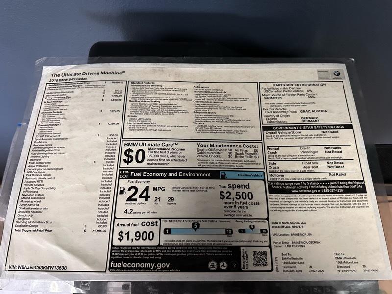 BMW 5-Series 540i 2019