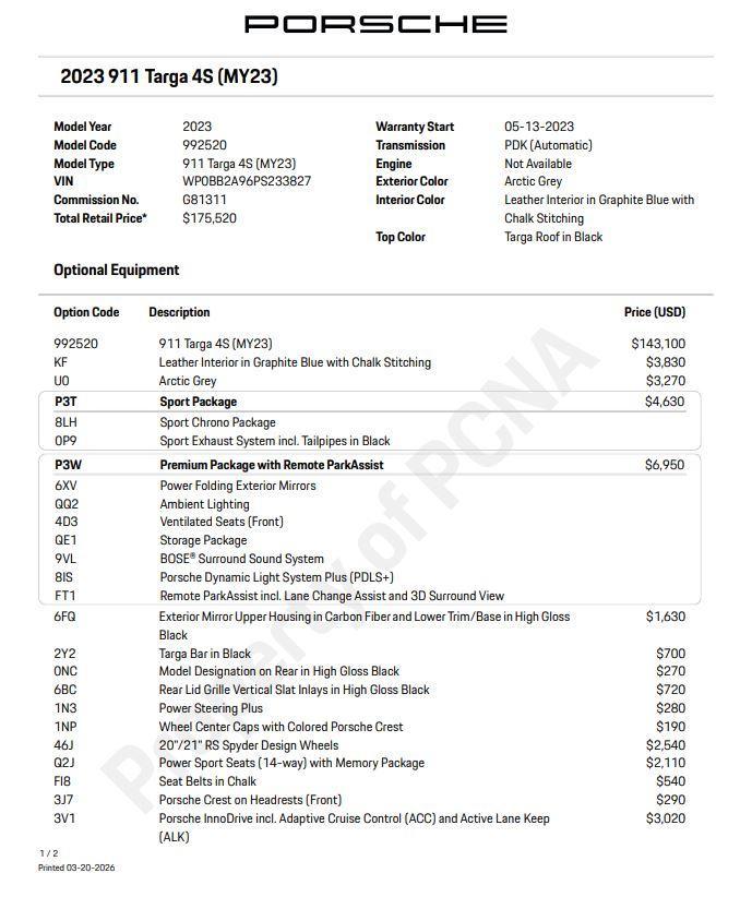 Porsche 911 Targa 4S 2023
