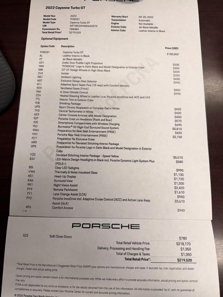 Porsche Cayenne Turbo GT Coupe AWD 2022