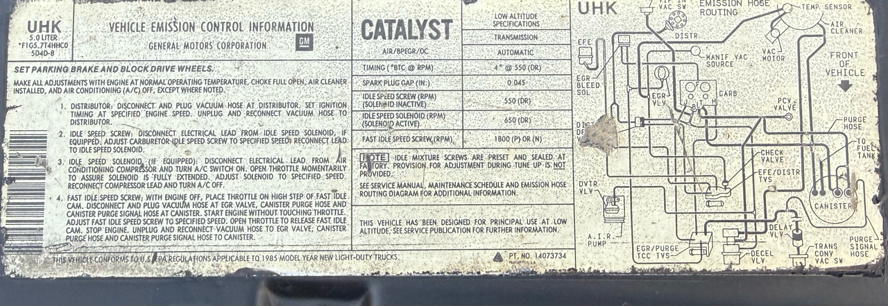 Chevrolet C/K 10 Regular Cab 4WD 1985