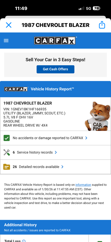 Chevrolet V10 Blazer 4WD 1987