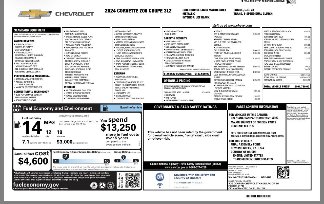 Chevrolet Corvette Z06 Coupe w/3LZ 2024