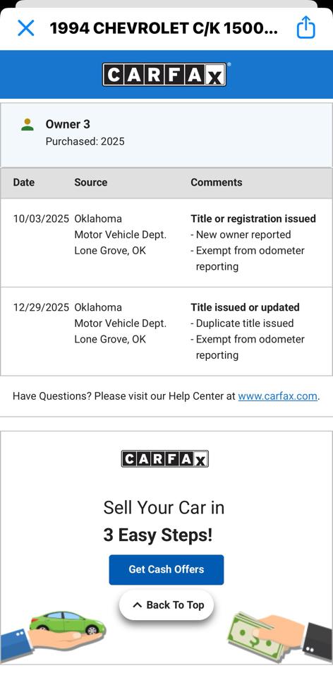 Chevrolet C/K 1500 Ext. Cab 6.5-ft. Bed 2WD 1994