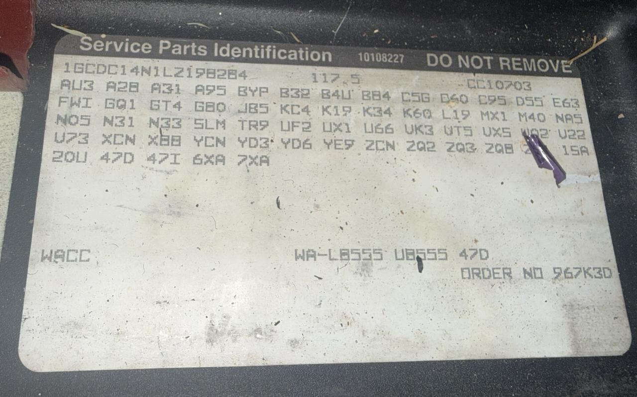 Chevrolet C/K 1500 Reg. Cab W/T 8-ft. bed 2WD 1990