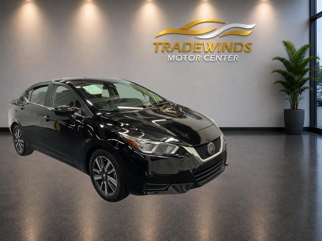 Black 2021 Nissan Versa Sedan Front-Wheel Drive Continuously Variable Transmission