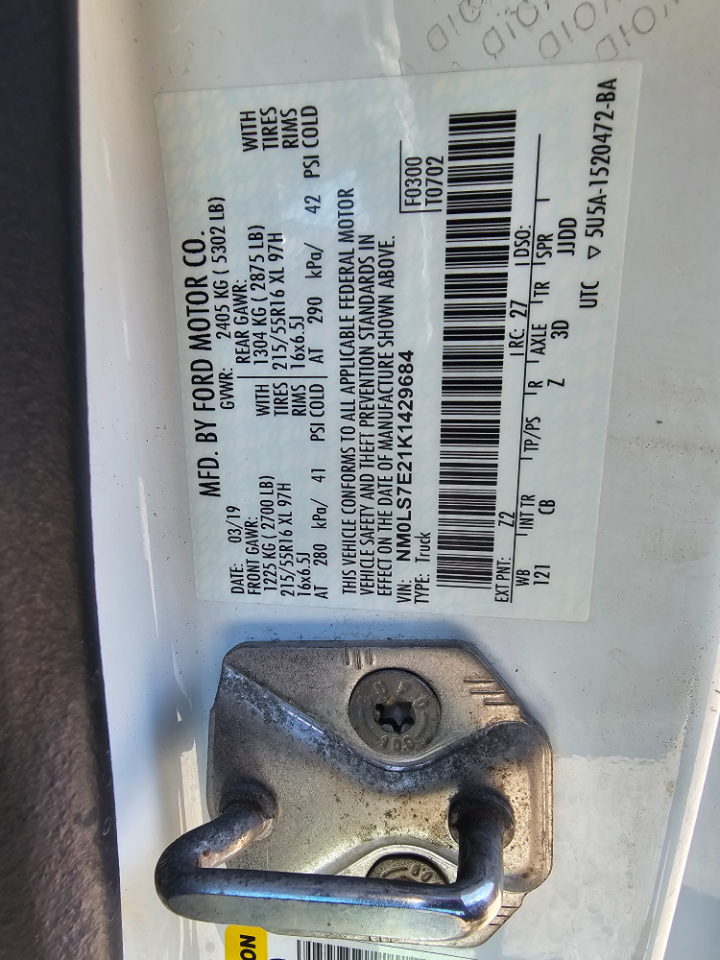 Ford Transit Connect Van XL LWB w/Rear Symmetrical Doors 2019