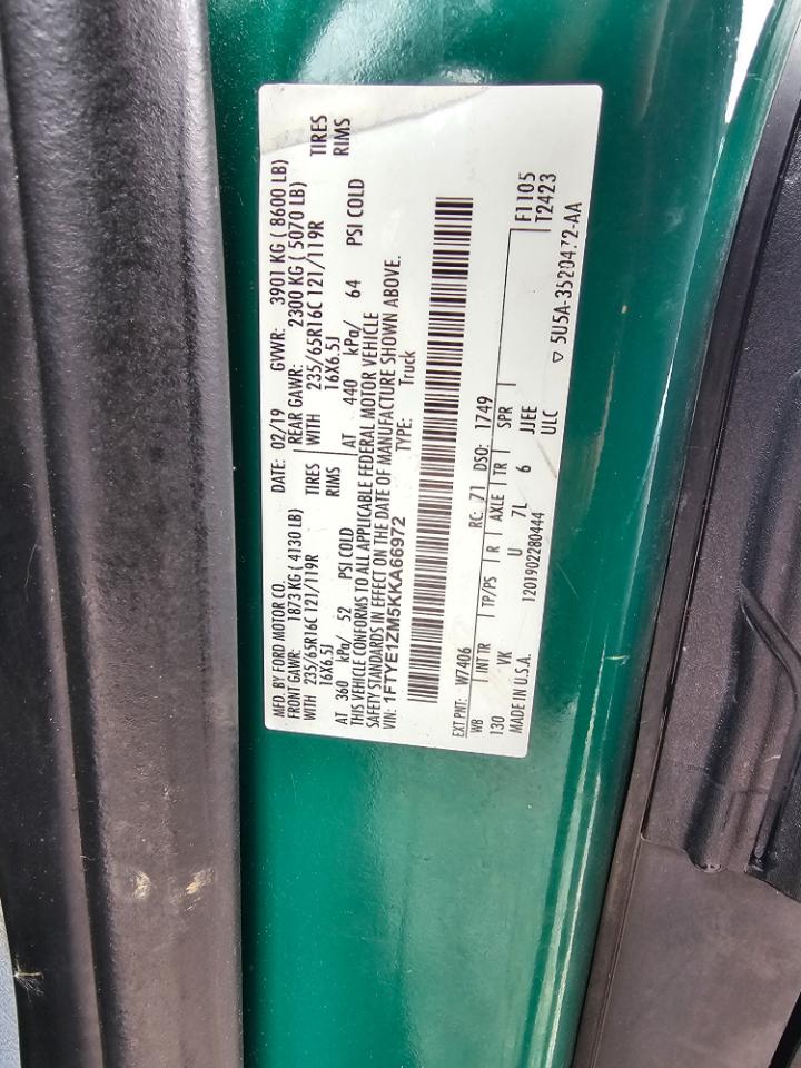 Ford Transit Van T-150 130" Low Rf 8600 GVWR Swing-Out RH Dr 2019