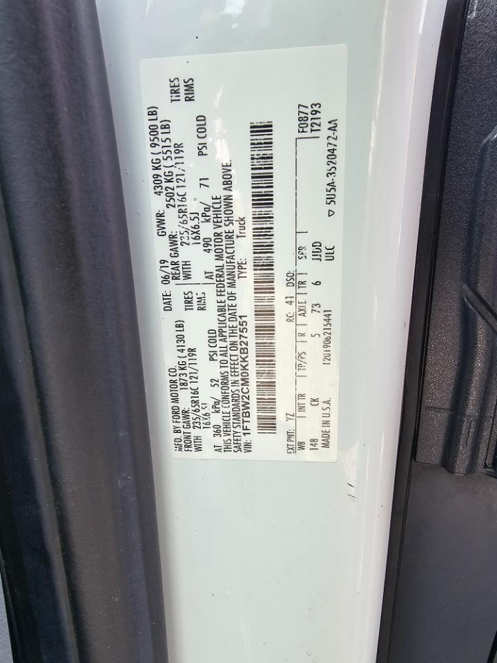 Ford Transit Van T-350 148" Med Rf 9500 GVWR Sliding RH Dr 2019