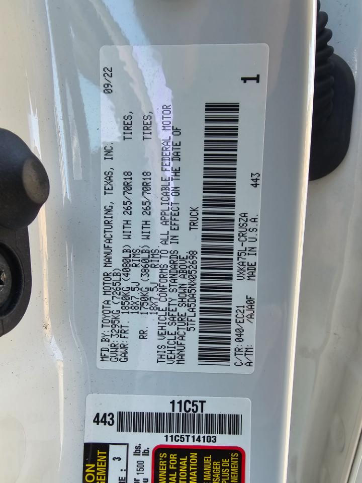 Toyota Tundra 4WD SR5 Double Cab 6.5' Bed (Natl) 2022