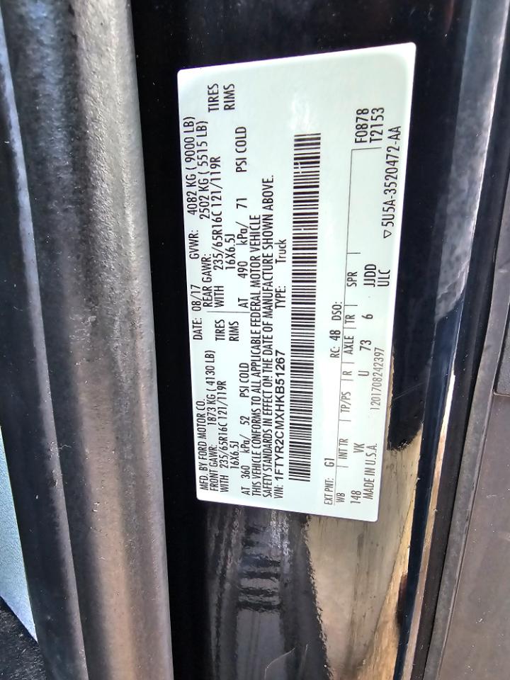 Ford Transit Van T-250 148" Med Rf 9000 GVWR Sliding RH Dr 2017