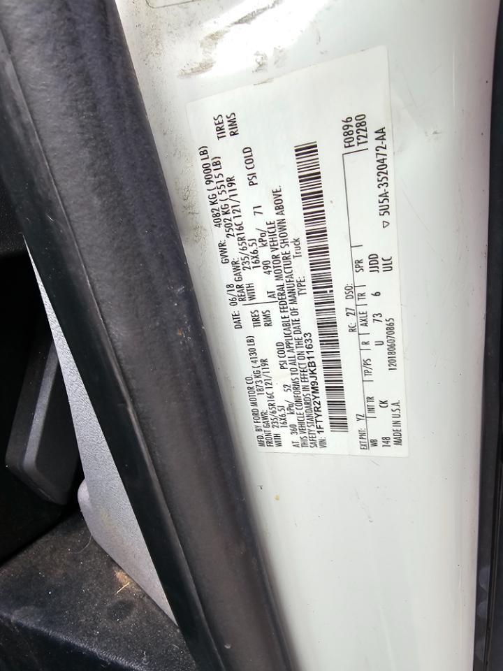 Ford Transit Van T-250 148" Low Rf 9000 GVWR Sliding RH Dr 2018