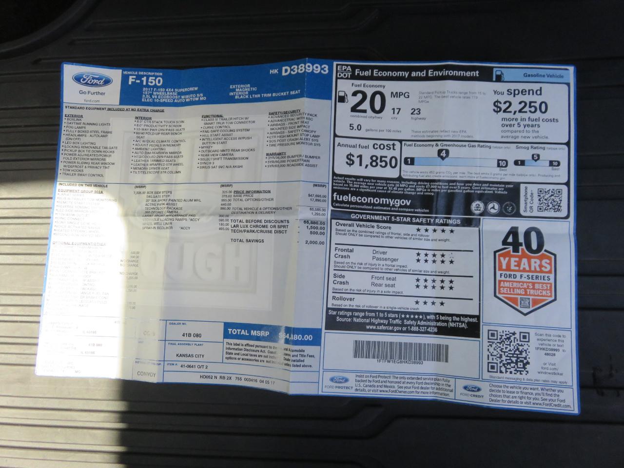 Ford F-150 Lariat 4WD SuperCrew 6.5' Box 2017