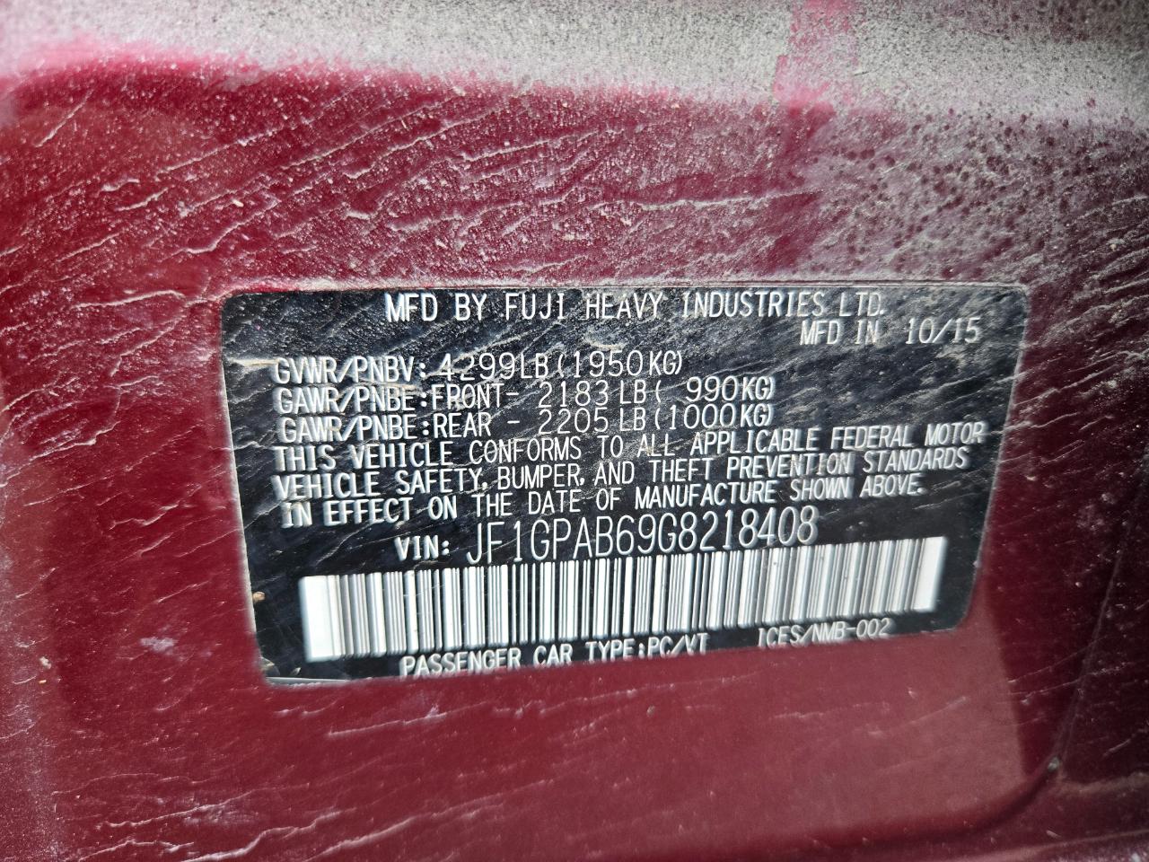 Subaru Impreza 2.0i Premium PZEV 5-Door 2016