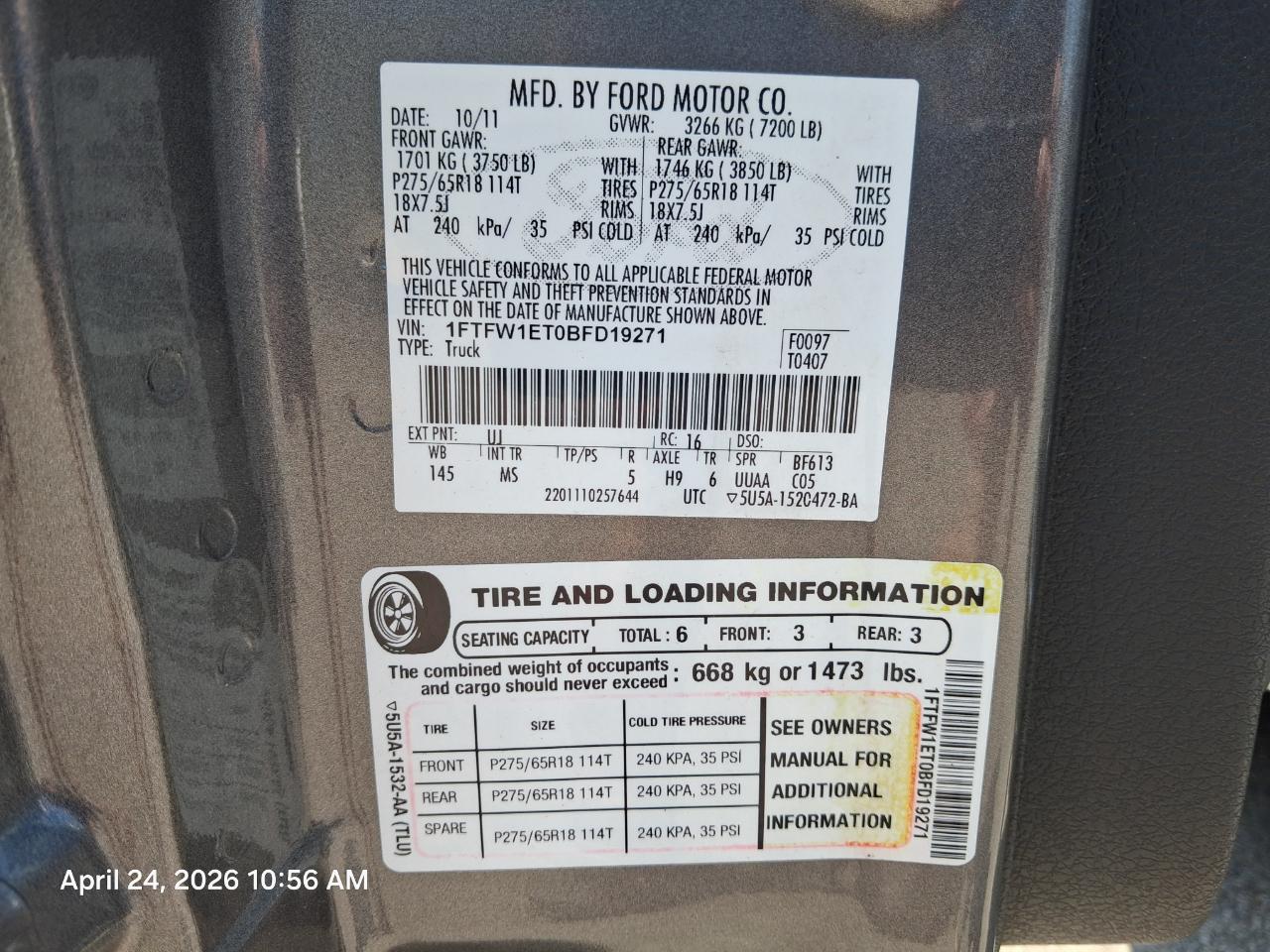 Ford F-150 XLT SuperCrew 6.5-ft. Bed 4WD 2011