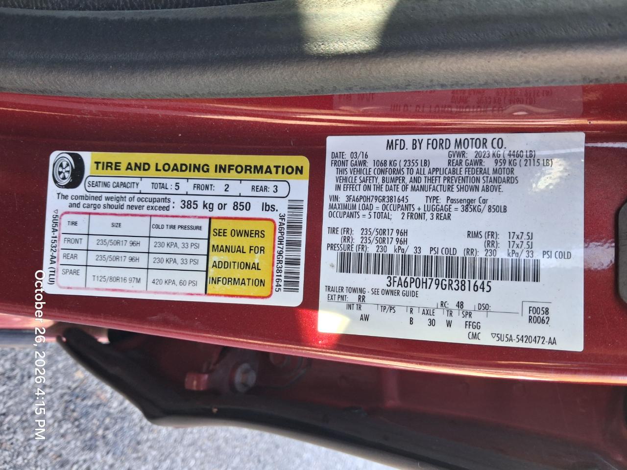 Ford Fusion SE 2016