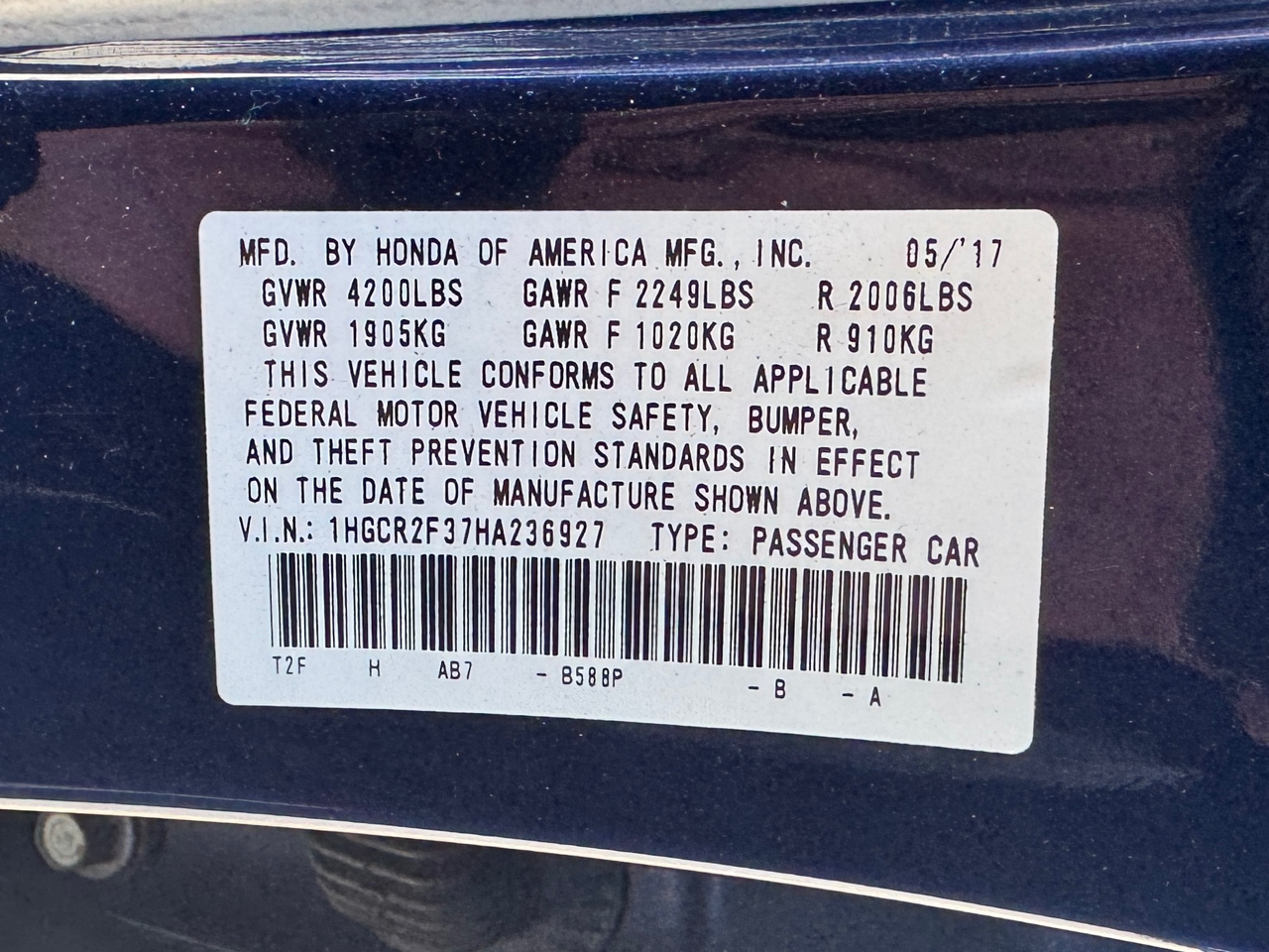 Honda Accord LX 2017