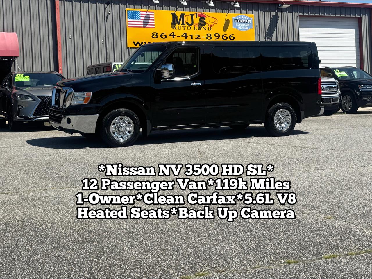 Black 2015 Nissan NV Passenger 3500 HD SL V8 Van 4X2 Automatic