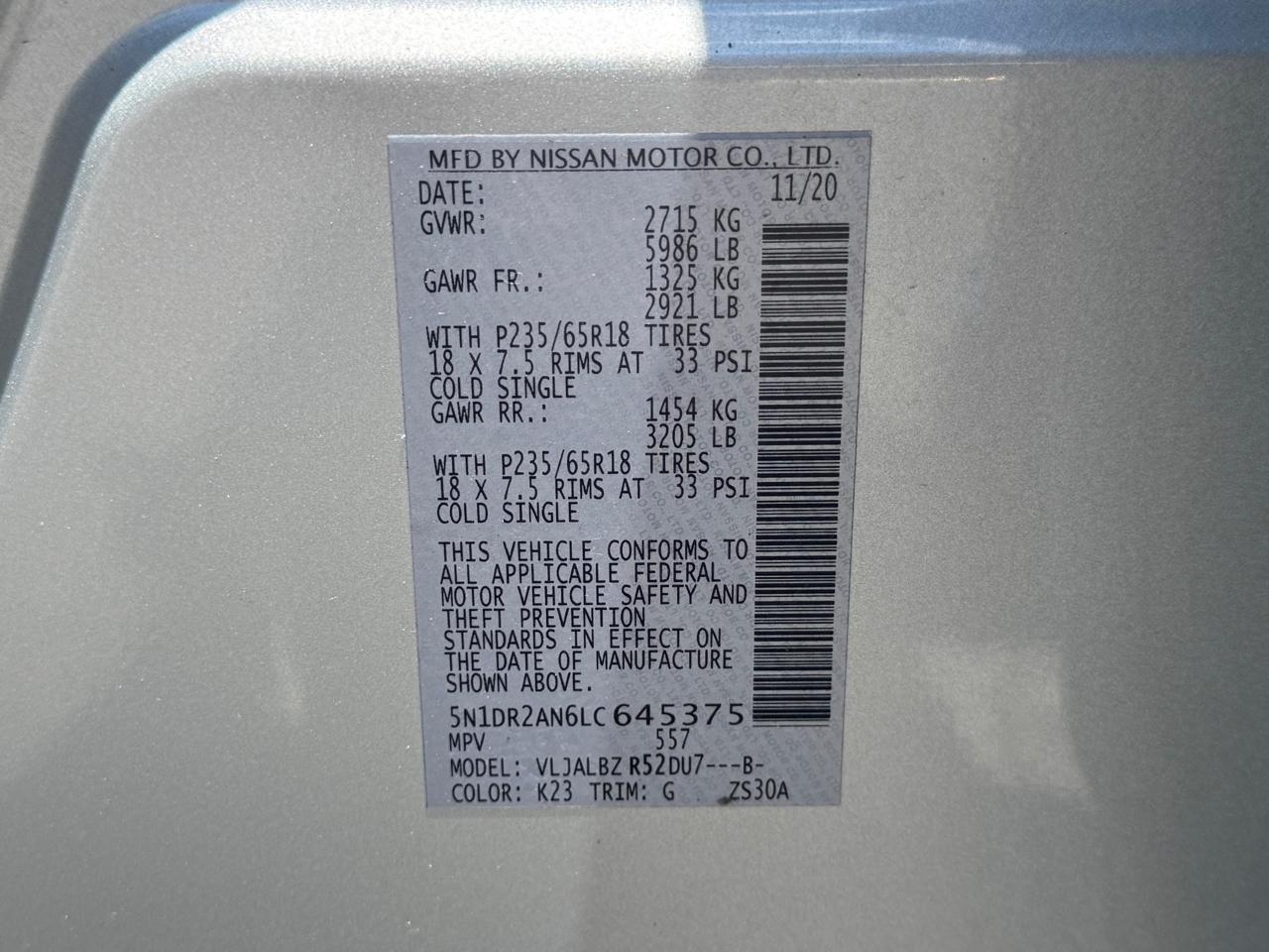 Nissan Pathfinder S 2020