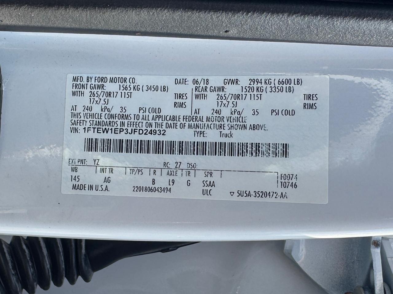 Ford F-150 XL SuperCrew 4WD 2018