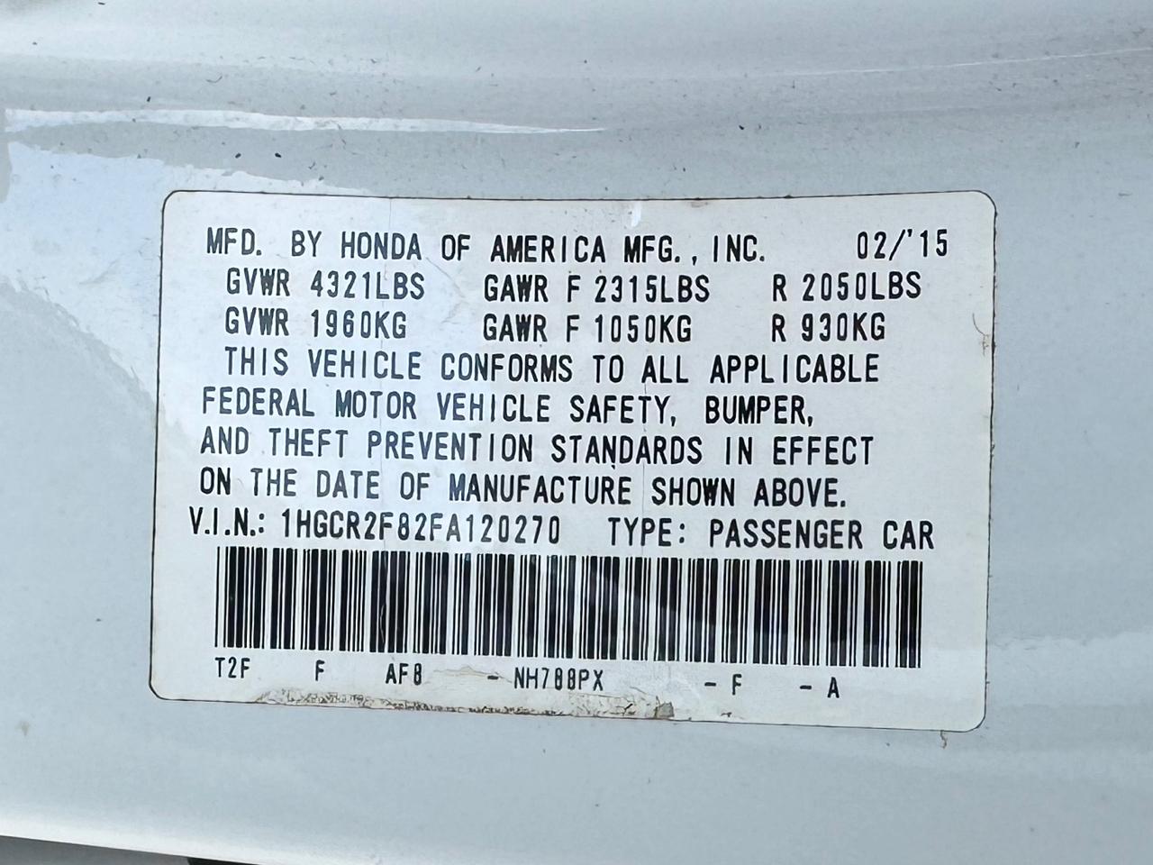 Honda Accord EX-L 2015
